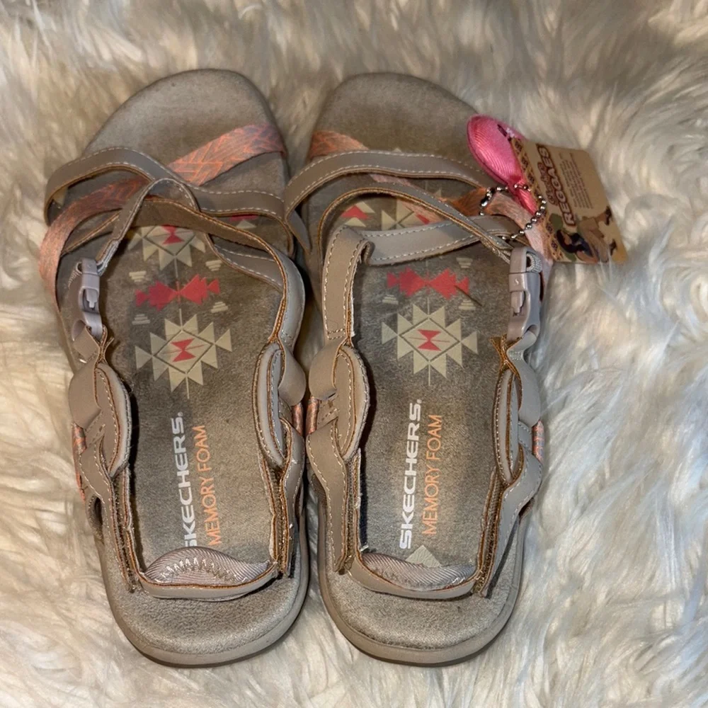 Skechers Gray Comfort Sandals with Crisscross Straps